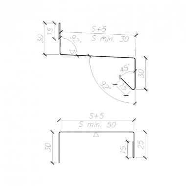 OB-15 flashing (OB-15a) - Plinth drip tray (with stiffening) - przekrój