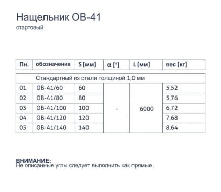 Нащельник OB-41 - Стартовый - tabela