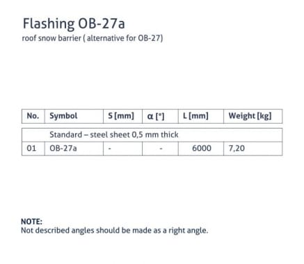 OB-27a flashing - Snow slope barrier - tabela