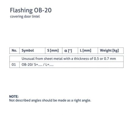 OB-20 flashing - Masking the door lintel - tabela